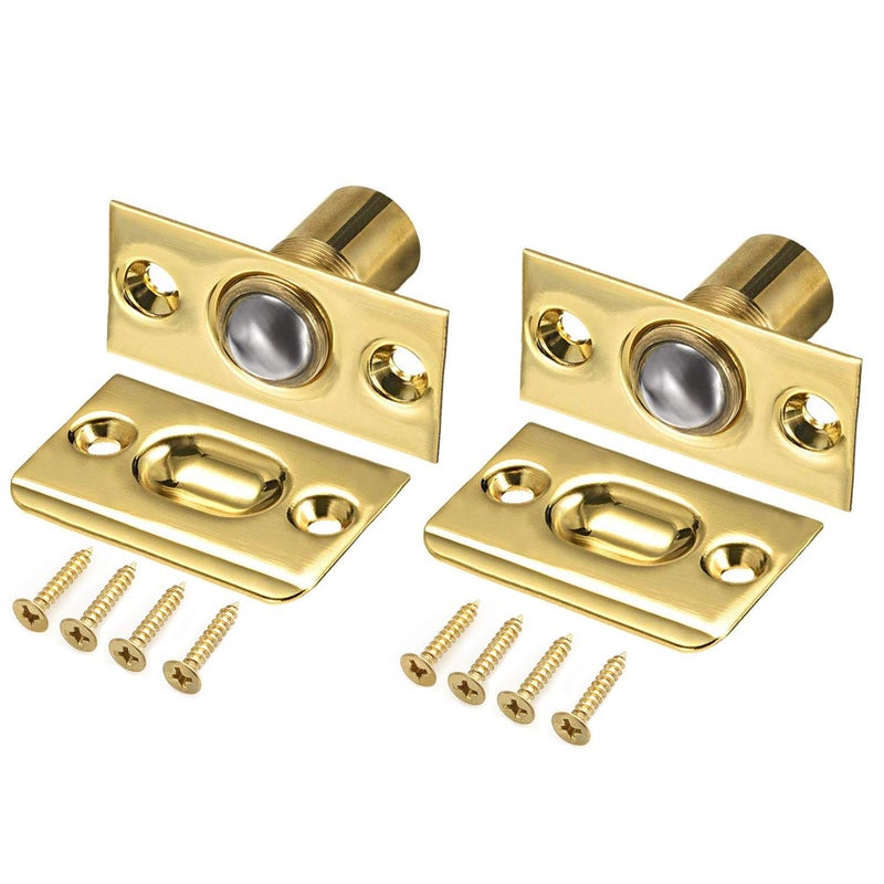 SAISN Ball Catch Door Hardware Closet Door Ball Latch Adjustable Spring Cabinet Latch French Door Catches Pack of 2 (Gold) - Image 1